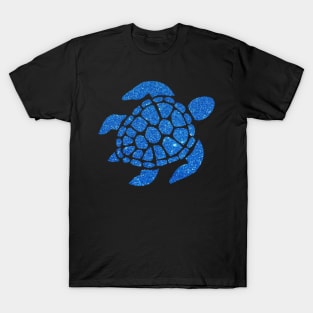 Blue Faux Glitter Turtle T-Shirt